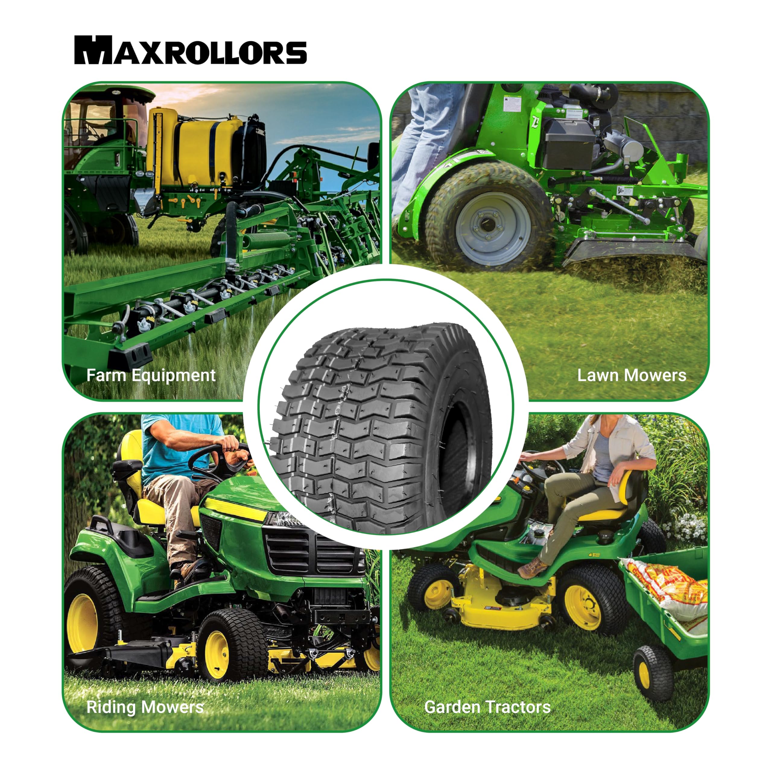 MAXROLLORS wide shoulders for enhanced traction on soft ground