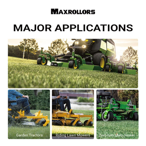 MAXROLLORS zero-turn mower tire on lawn demonstrates smooth turf protection