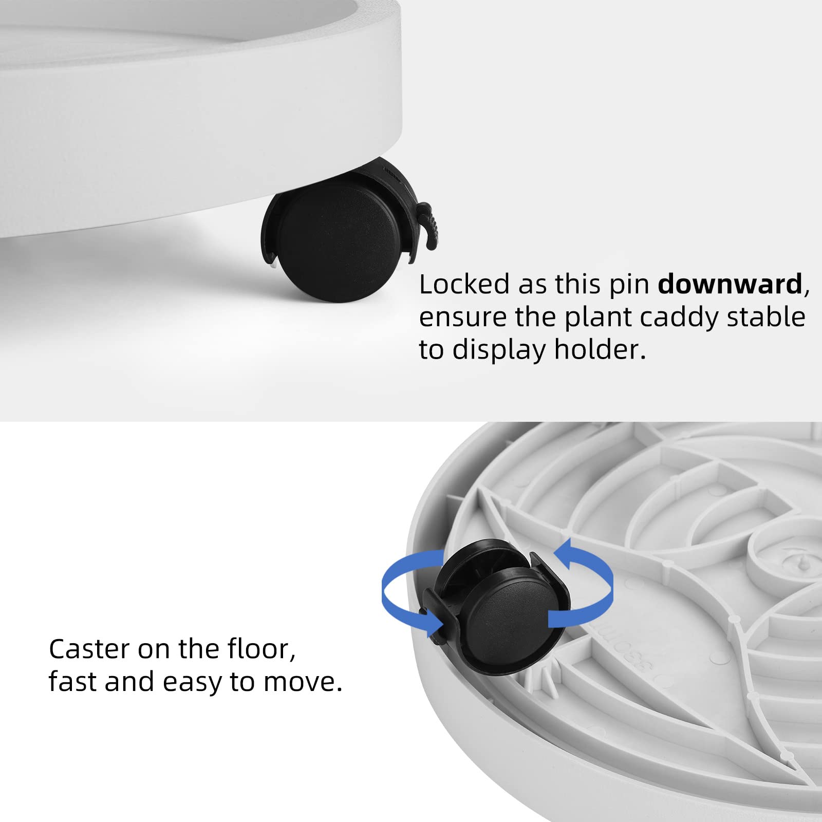 Maxurry round dolly base elevates pots for easy cleaning.