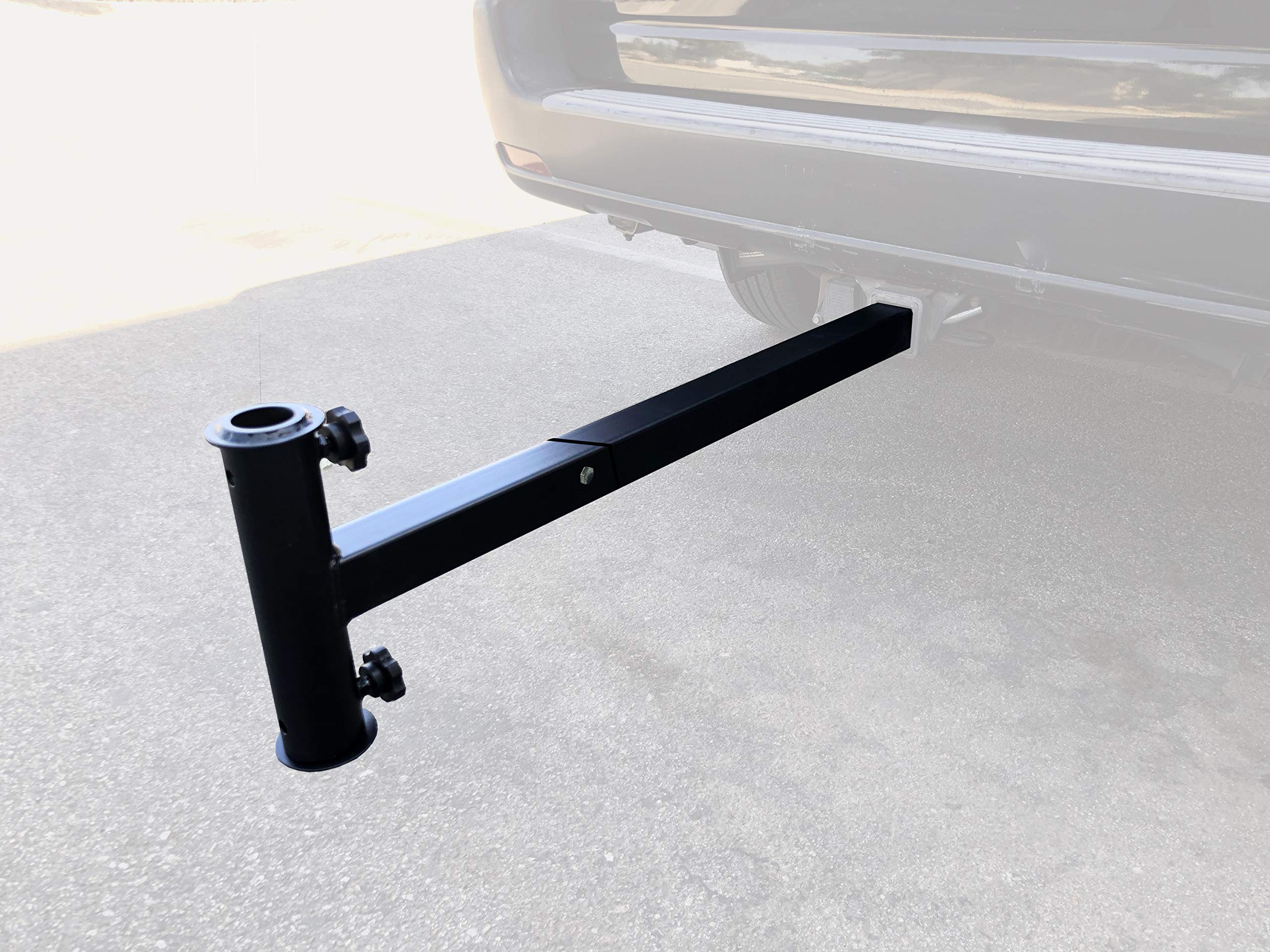 MAXXHAUL umbrella holder with extended arm for optimal shade reach.