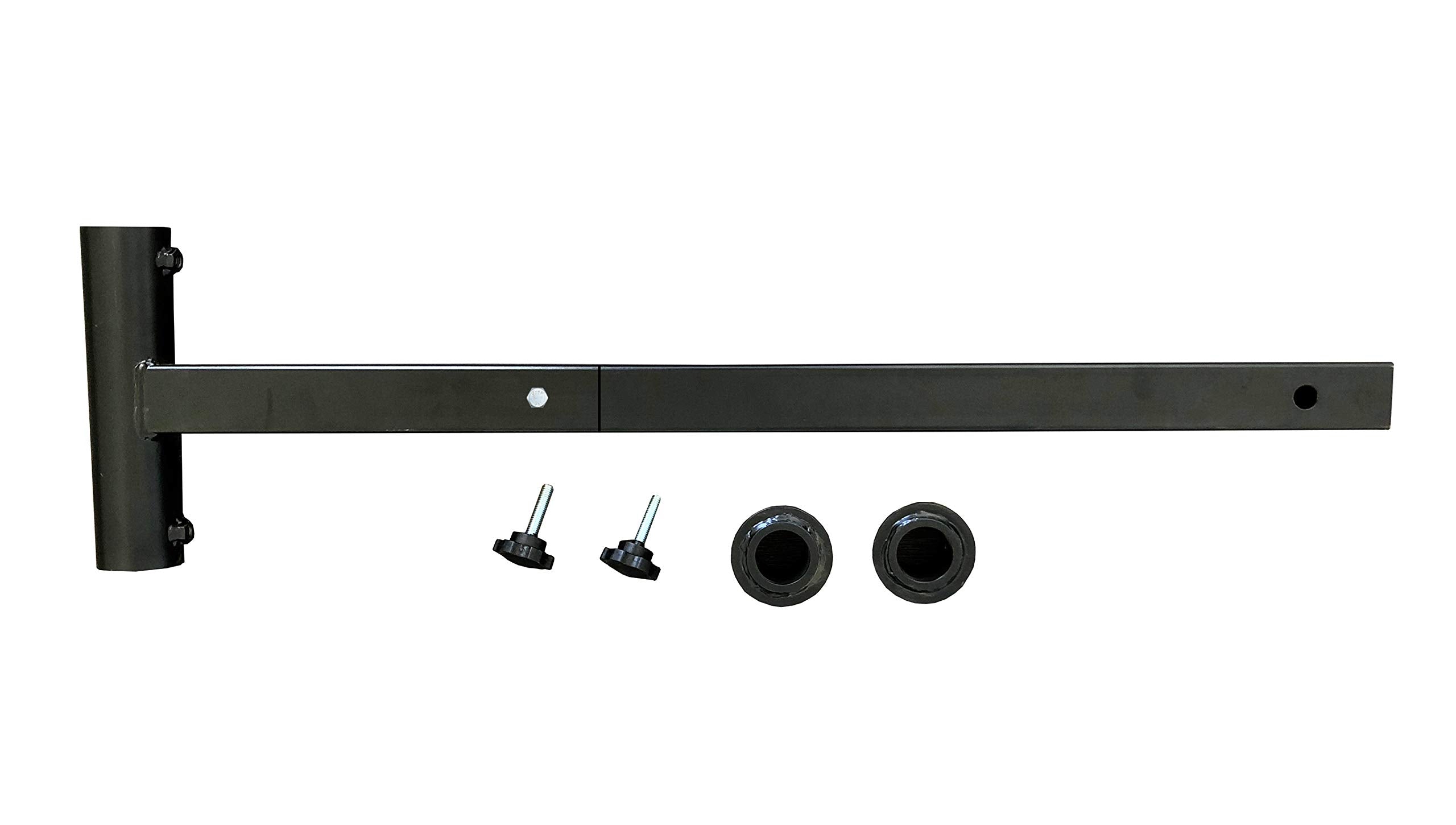 MAXXHAUL hitch umbrella holder, side view, provides stable shade for outdoor events.