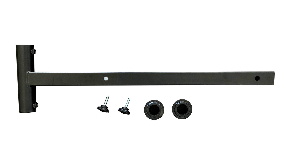 MAXXHAUL hitch umbrella holder, side view, provides stable shade for outdoor events.