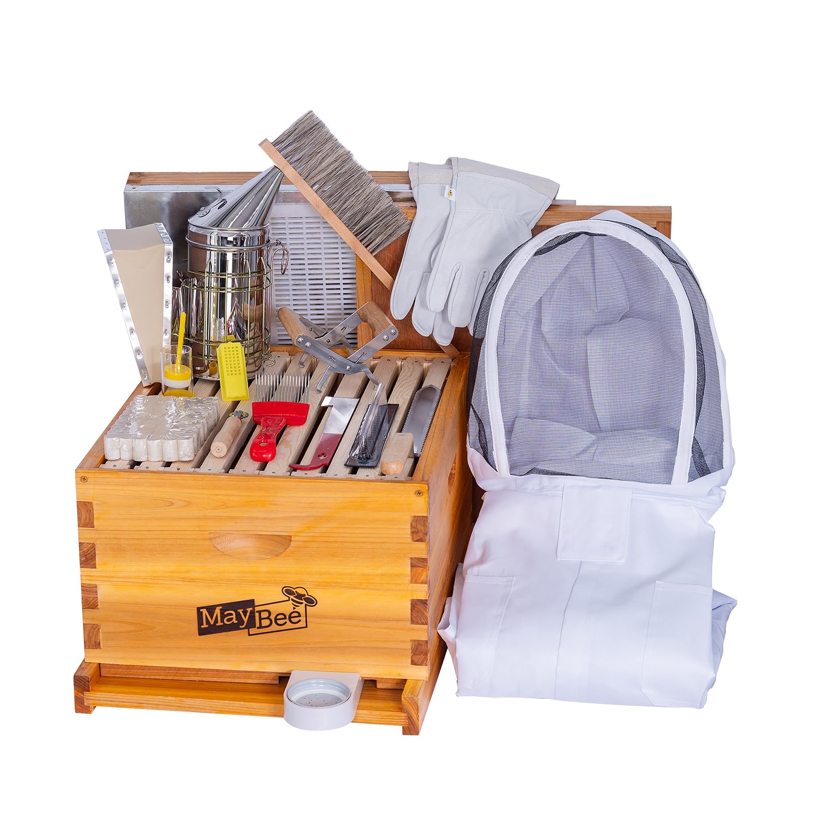 MayBee 10-frame beehive box dipped in beeswax for durable housing