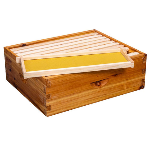 MayBee fir exterior with wax coating enhances hive durability in the field.