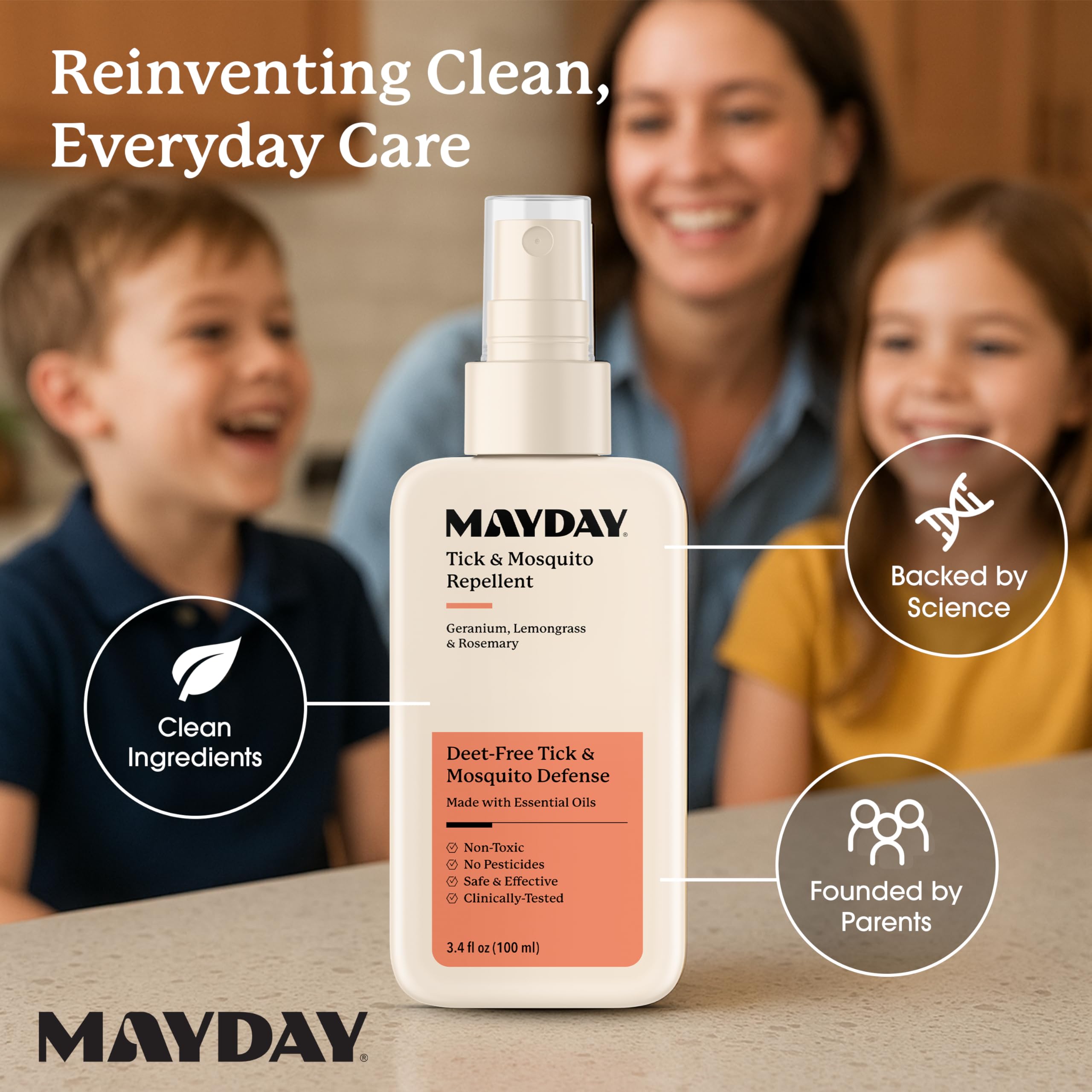 MAYDAY packaging shown in a backpack-ready setup for travel.