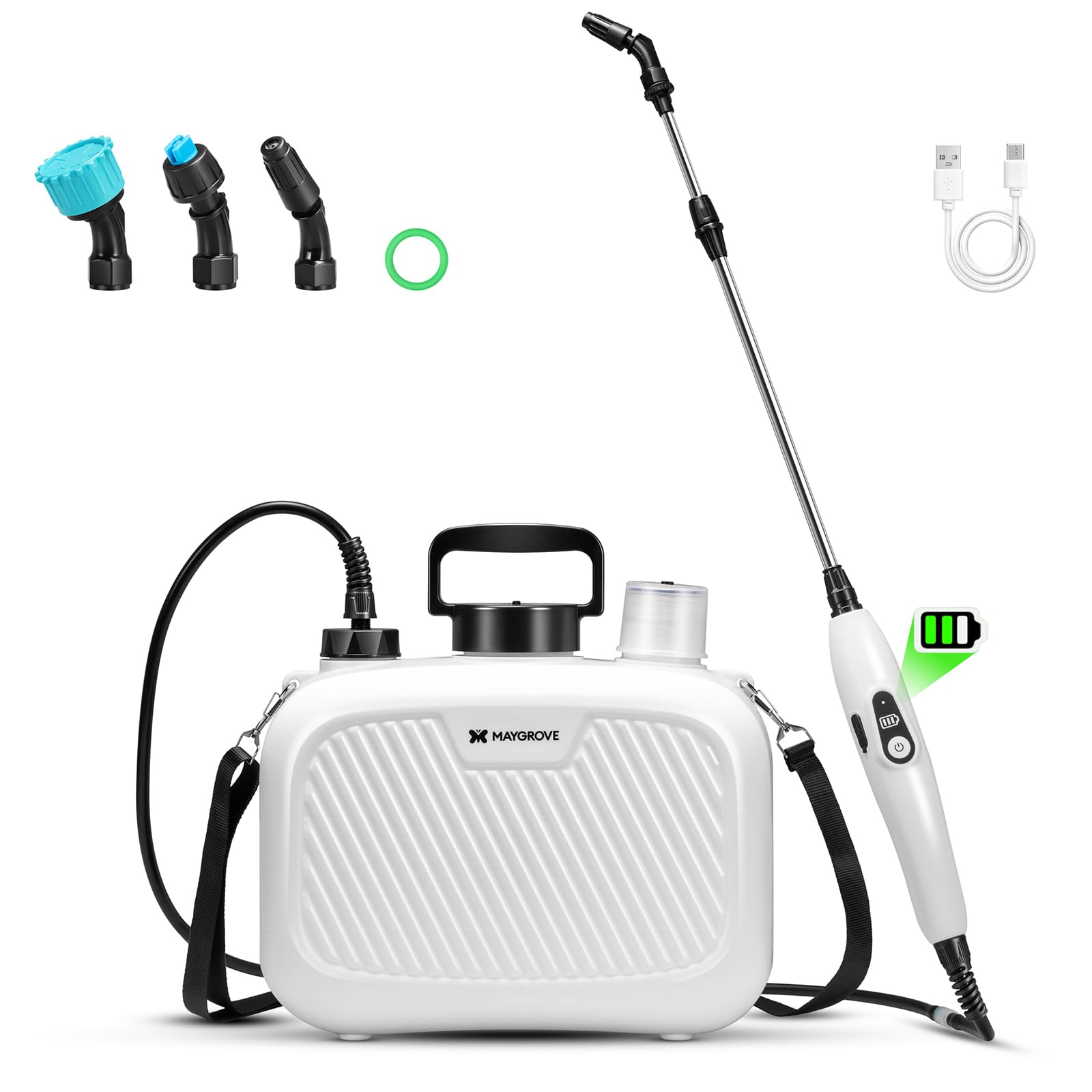 Maygrove 2Gallon Sprayer in use for garden care with even spray across leaves