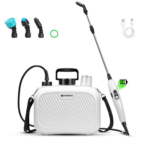 Maygrove 2Gallon Sprayer in use for garden care with even spray across leaves