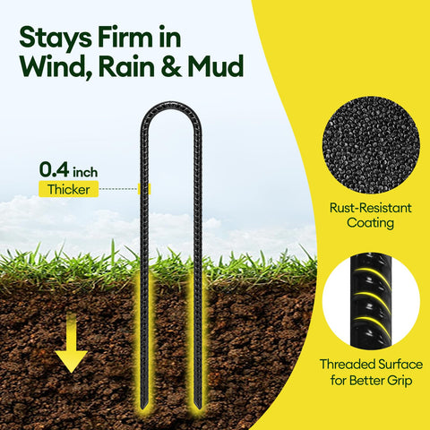 Maygrove galvanized steel tent stakes ready for tough soil and quick installation.
