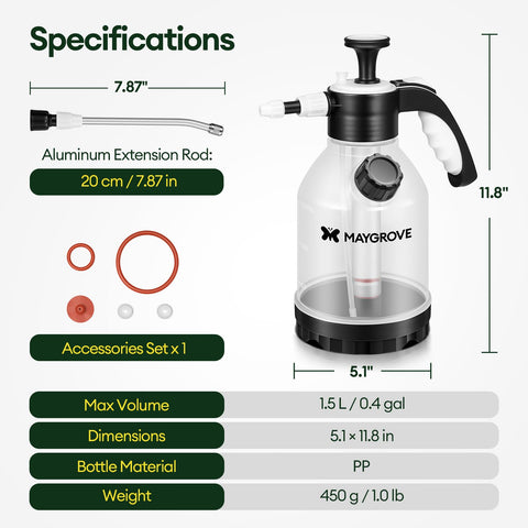 Maygrove side-filling port pump sprayer enables quick, mess-free refills during gardening.