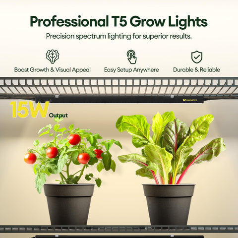 Maygrove T5 2ft strips provide uniform coverage for shelves and benches.