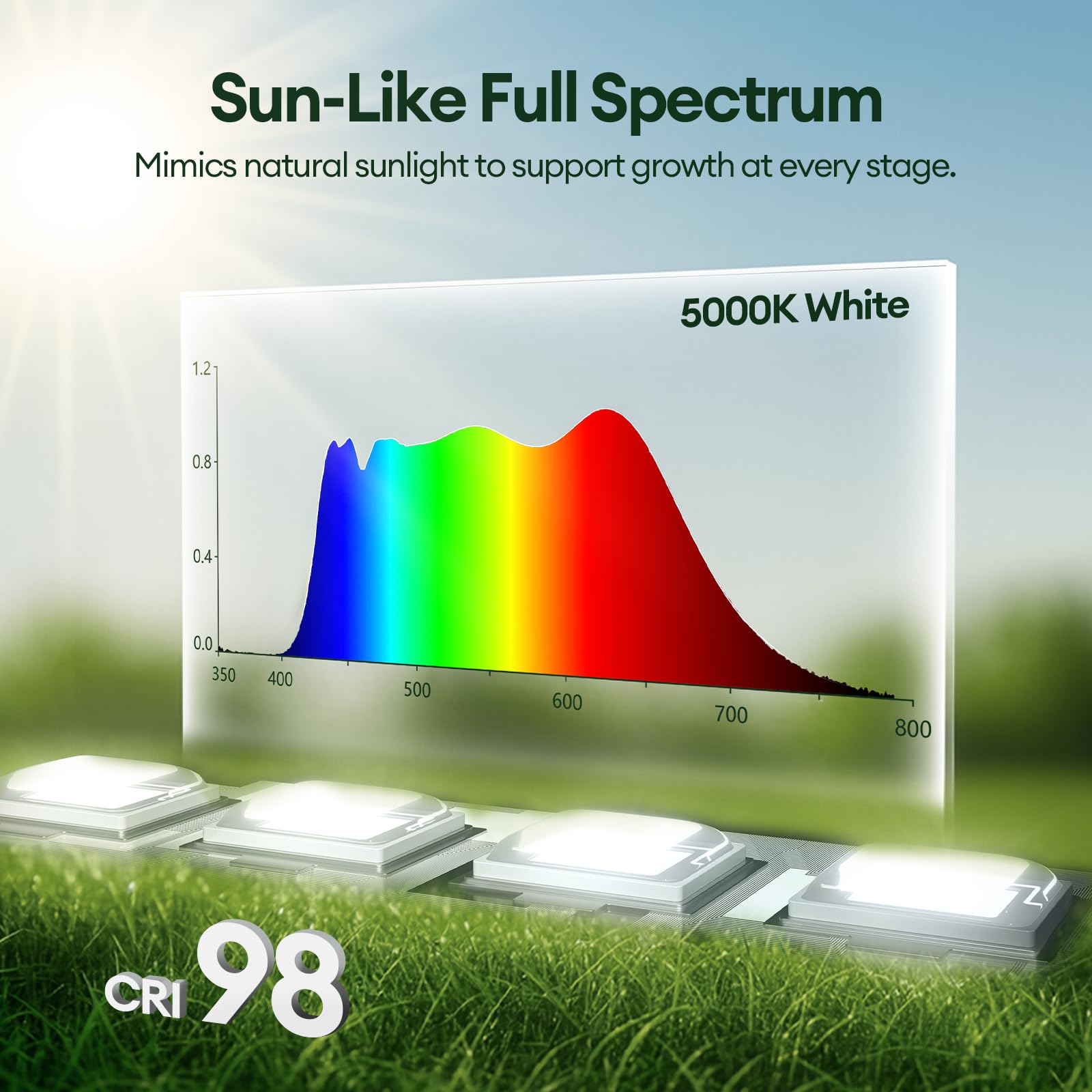 Maygrove T5 Grow Light 5000k spectrum provides daylight-like coverage for seedlings