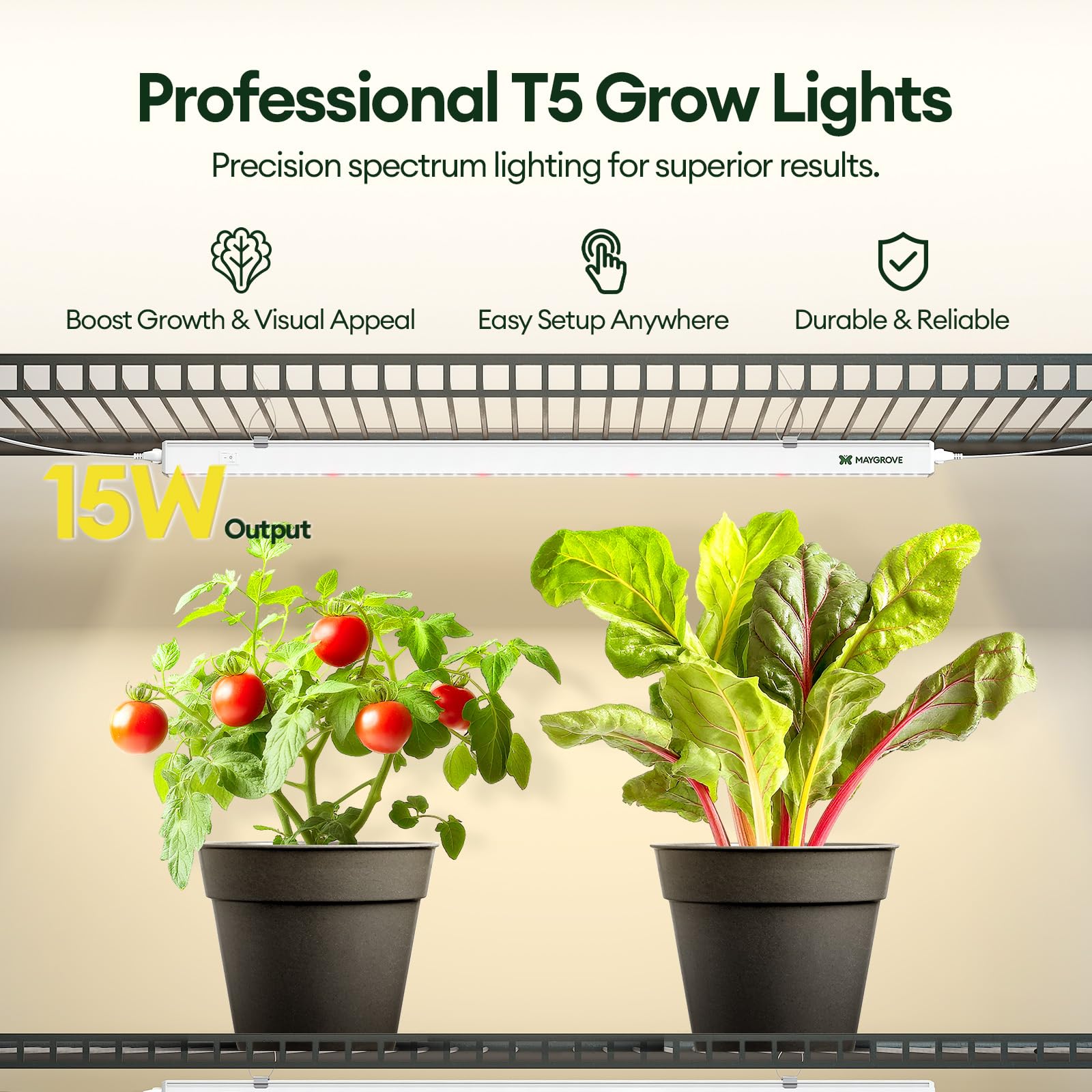Maygrove T5 660nm deep-red LEDs enhance flowering potential for leafy greens.