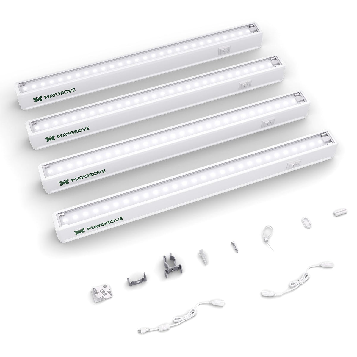 Maygrove T5 grow light strip setup illuminates seedlings with sun-like spectrum for even growth.