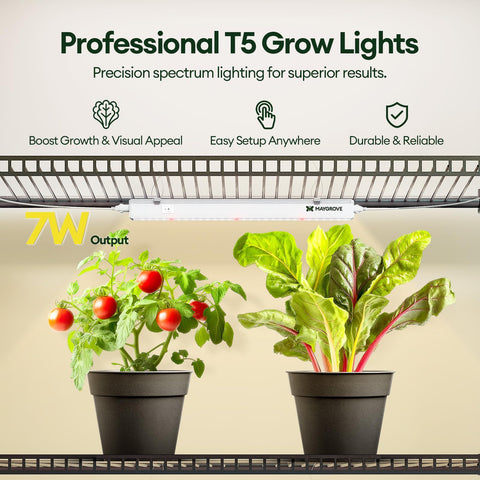 Maygrove T5 four-pack LED strip delivering even indoor garden lighting