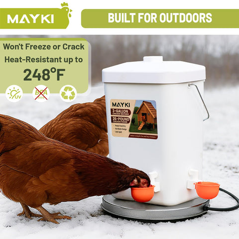 MAYKI one-week supply for 10 chickens demonstrates easy travel and steady hydration