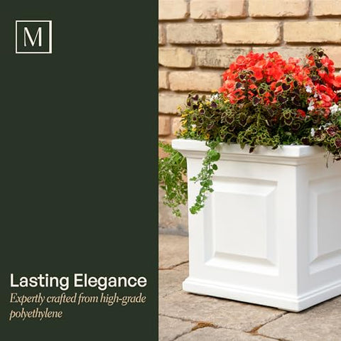 Mayne Nantucket double-wall planter provides stability and insulation against outdoor temperature changes.