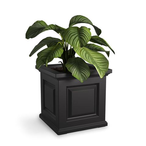 Mayne Nantucket self-watering planter supports thriving flowers with minimal daily care.