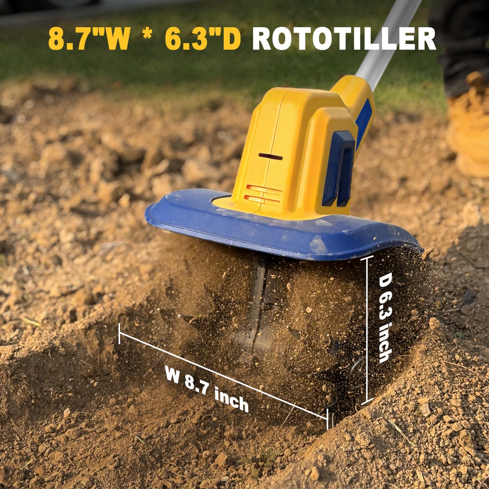 Mayoki tiller provides an 8.7-inch width for easy bed prep.