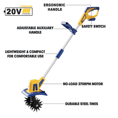 Mayoki portable electric cultivator supports gardening in tight spaces.