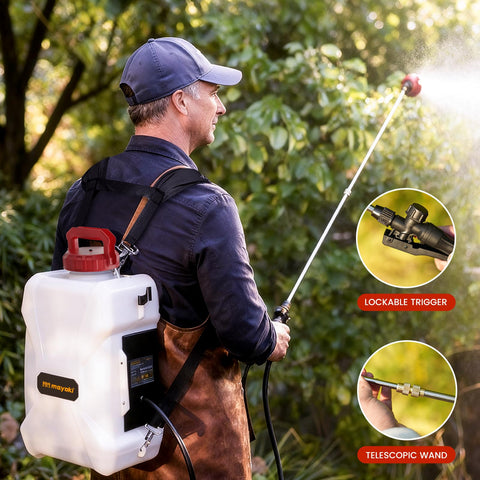 Mayoki sprayer with two wands for flexible application angles