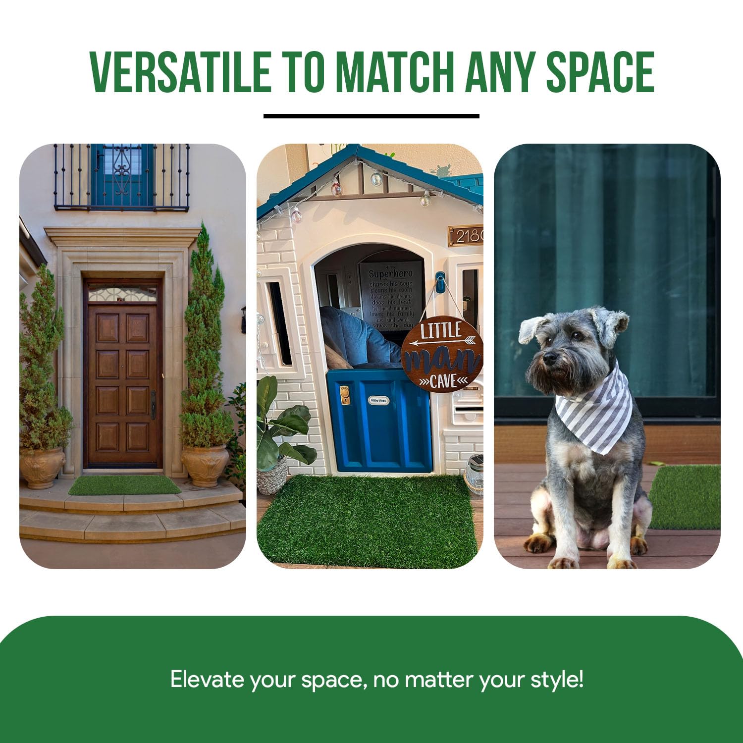 MAYSHINE weatherproof UV-resistant turf stays vibrant in sun or rain.