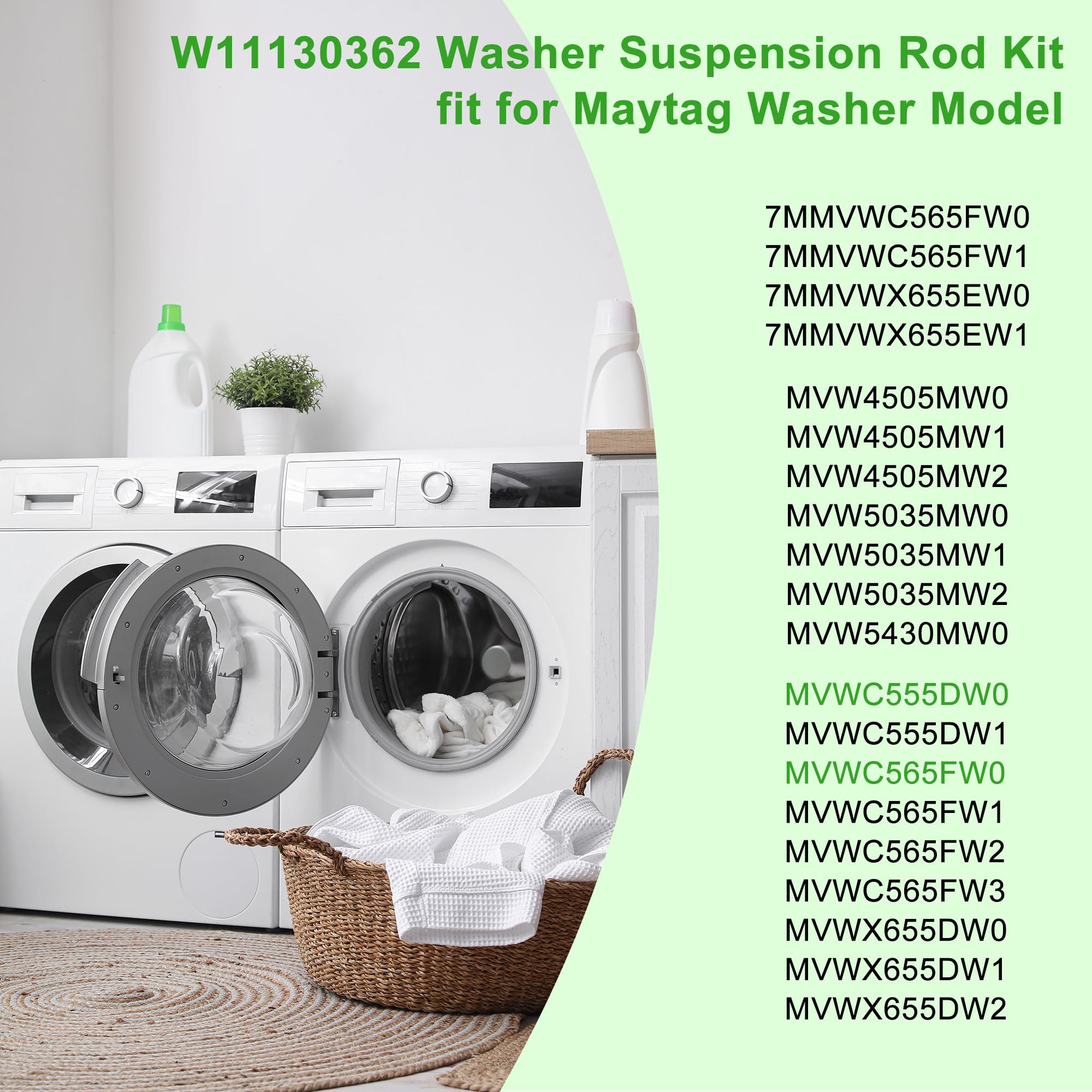 Maytag Bravos suspension rod W11130362 provides secure, long-lasting repair.