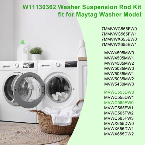 Maytag Bravos suspension rod W11130362 provides secure, long-lasting repair.