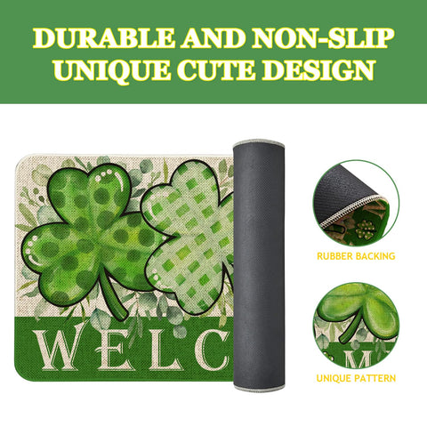 Maytycroo washable St. Patrick's rug simplifies cleaning after outdoor use.