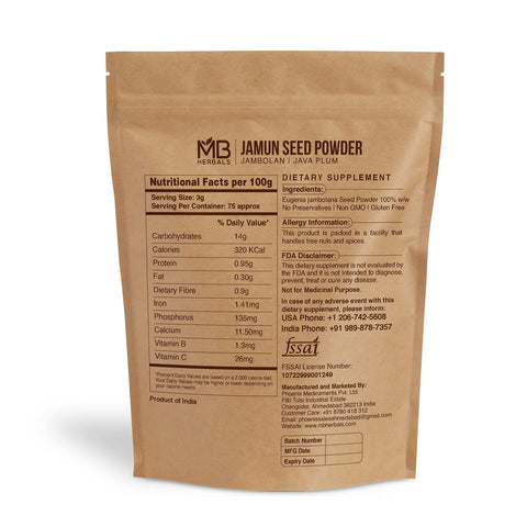 Closeup of jamun seed powder texture, gluten-free and 100% pure