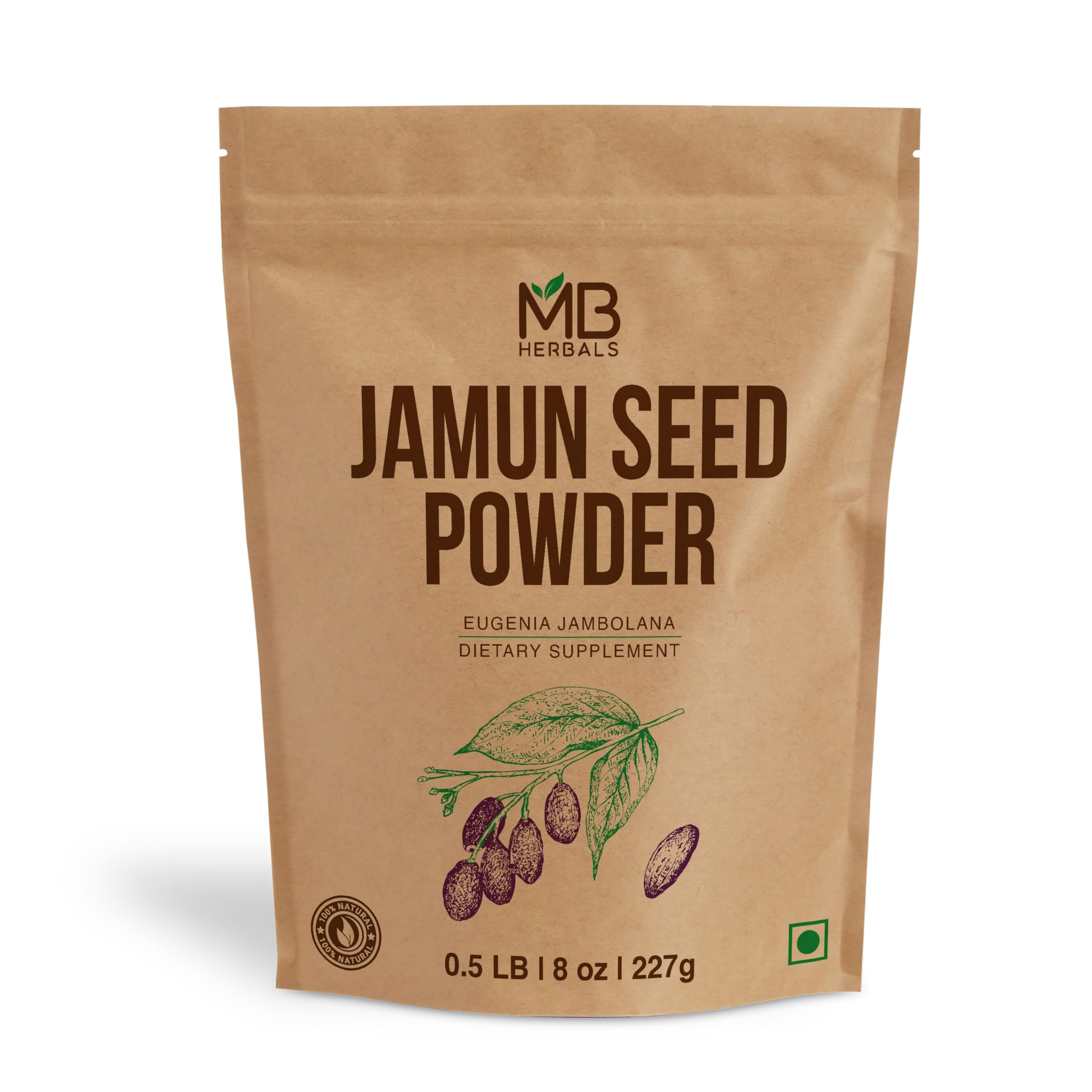 MB Herbals Jamun Seed Powder jar ready for smoothies and baking