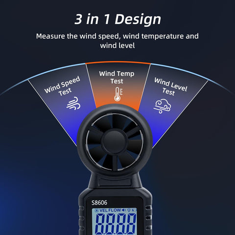 Mcbazel 3-in-1 anemometer Beaufort scale display for quick wind level checks.