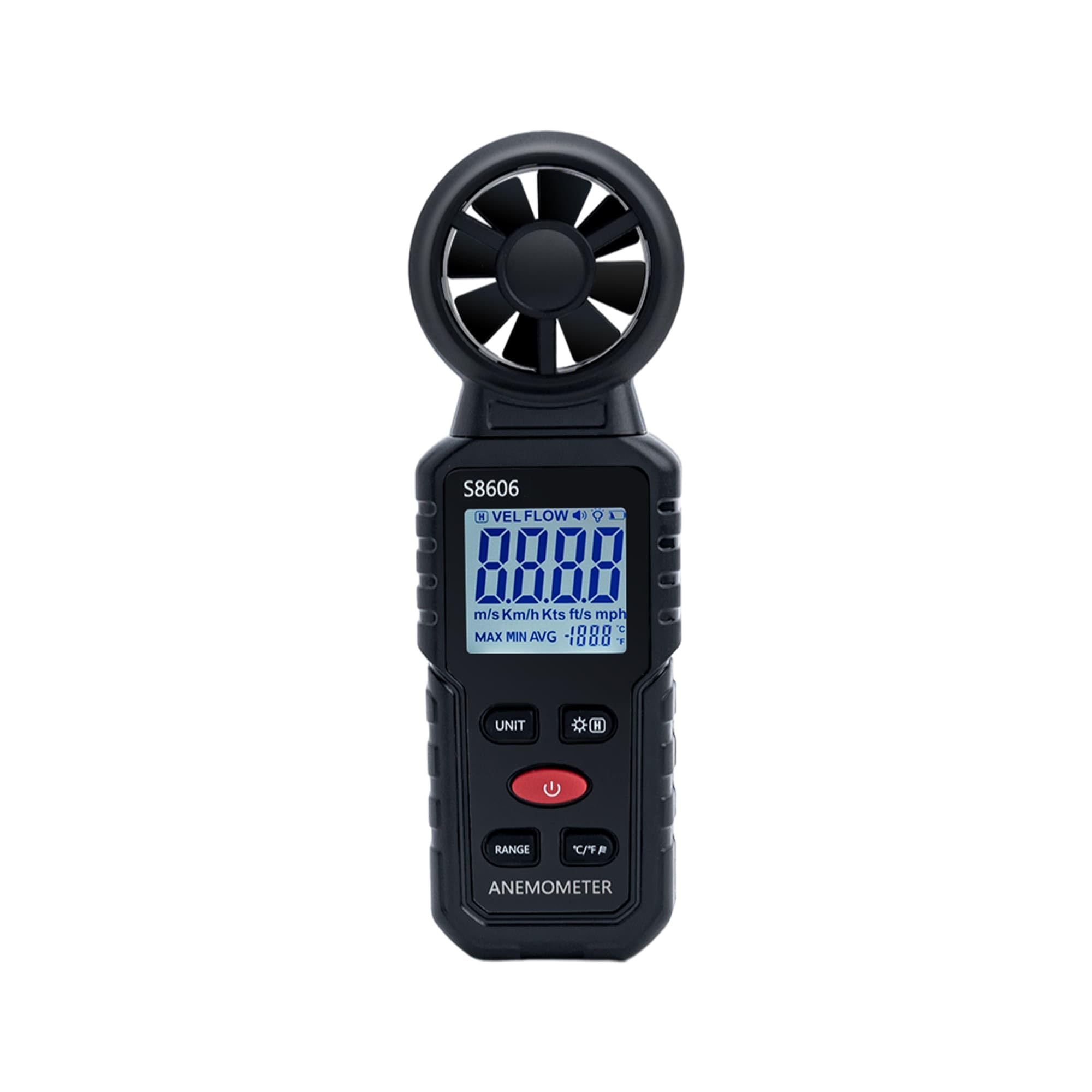 Mcbazel 3-in-1 anemometer front view, compact handheld wind measurements.