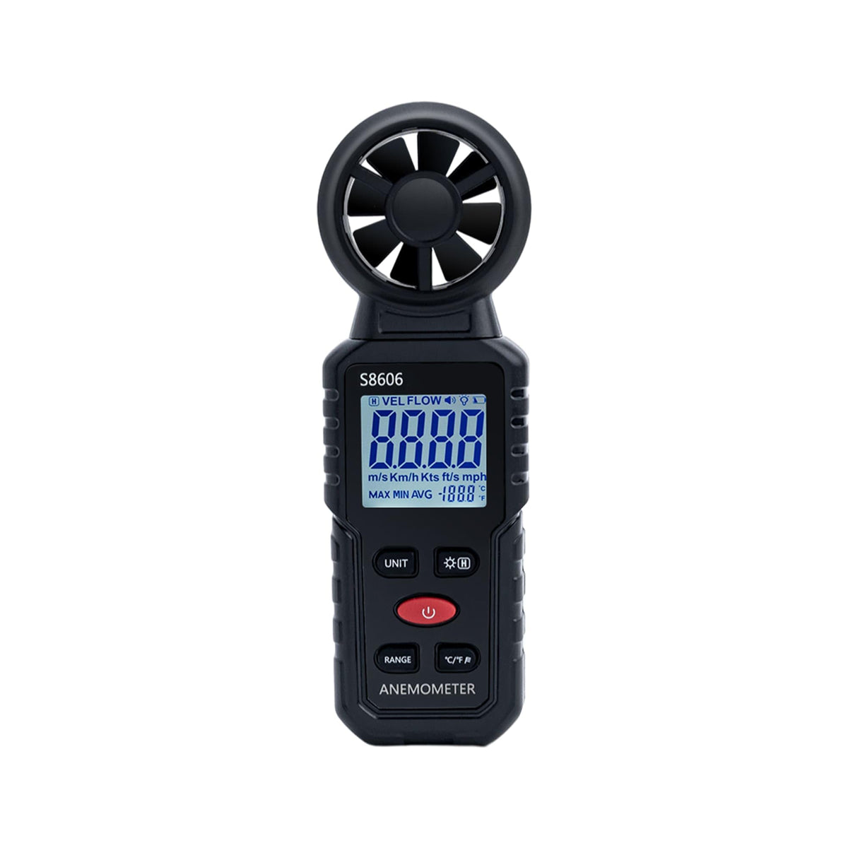 Mcbazel 3-in-1 anemometer front view, compact handheld wind measurements.