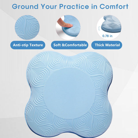 Non-slip surface keeps MBHKRRS blue knee pads in place during yoga and meditation.
