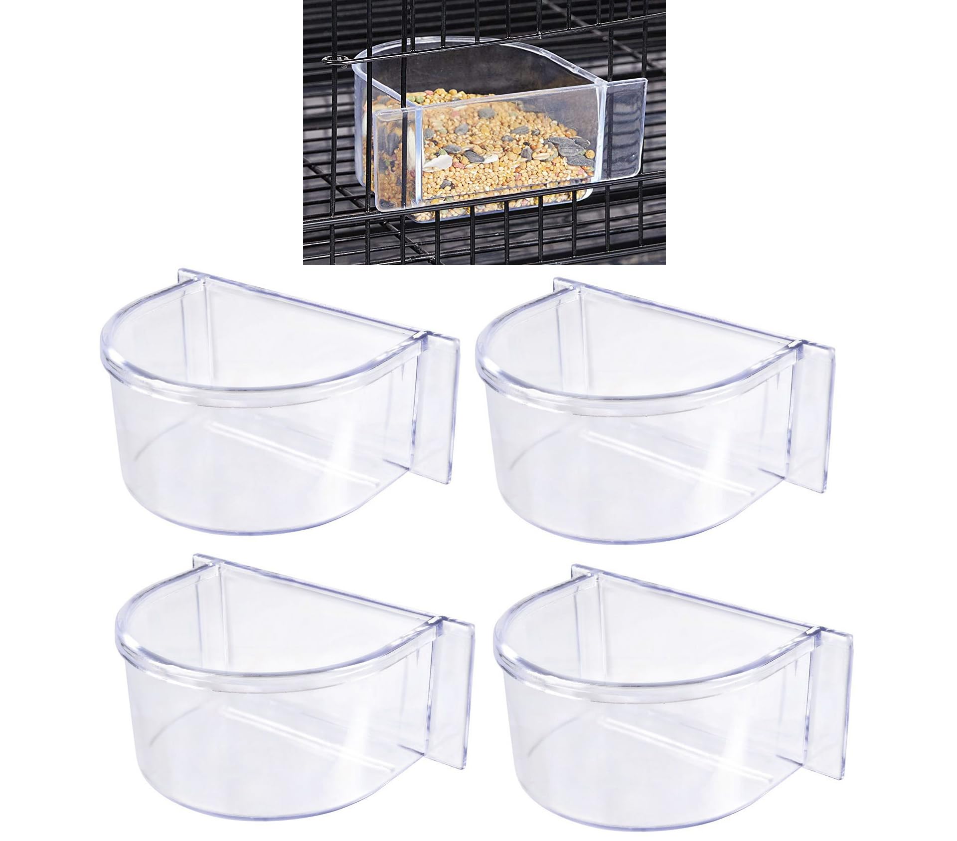 Mcage bird cage seed water feeder cup with clear acrylic design for easy monitoring