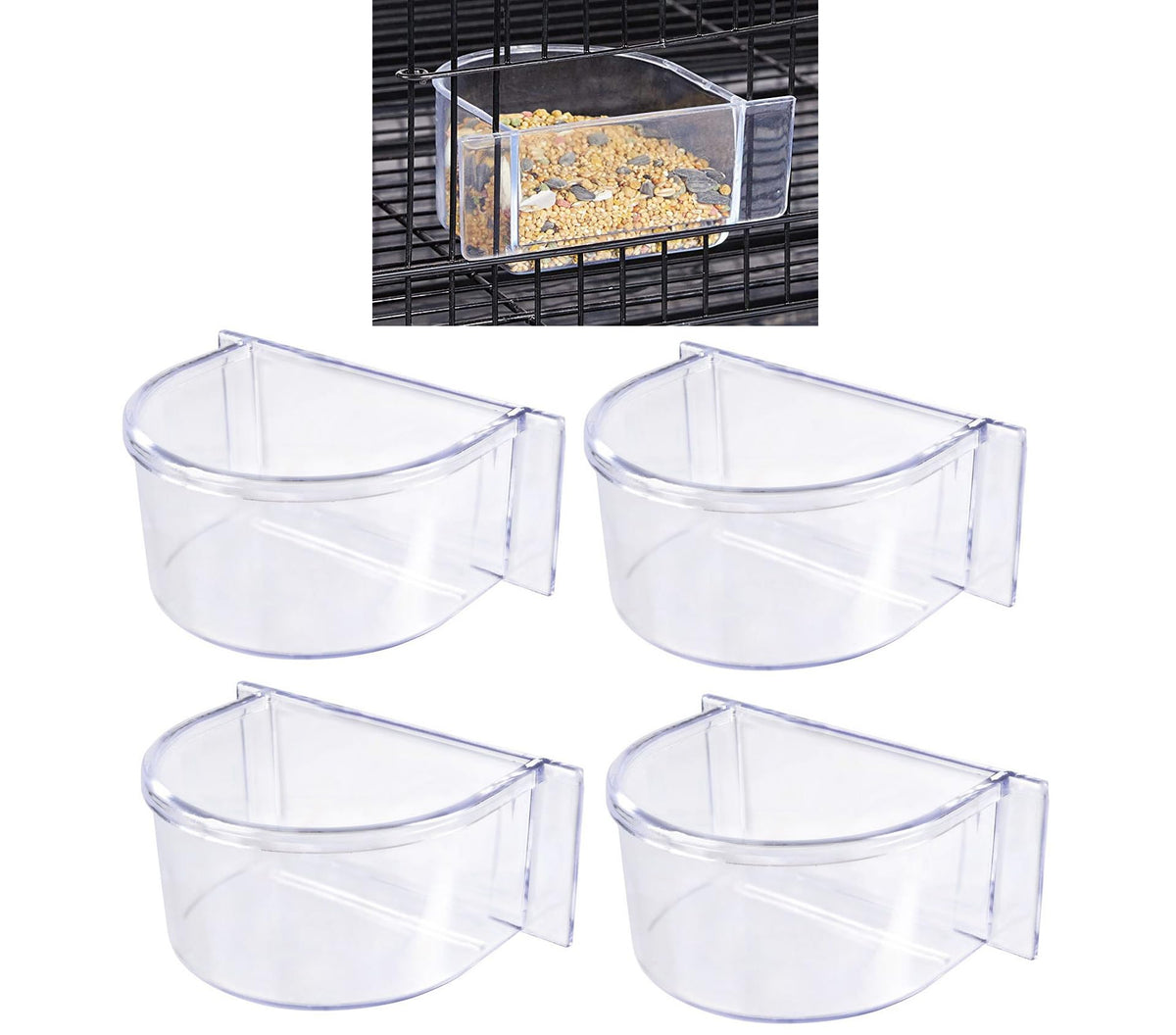 Mcage bird cage seed water feeder cup with clear acrylic design for easy monitoring