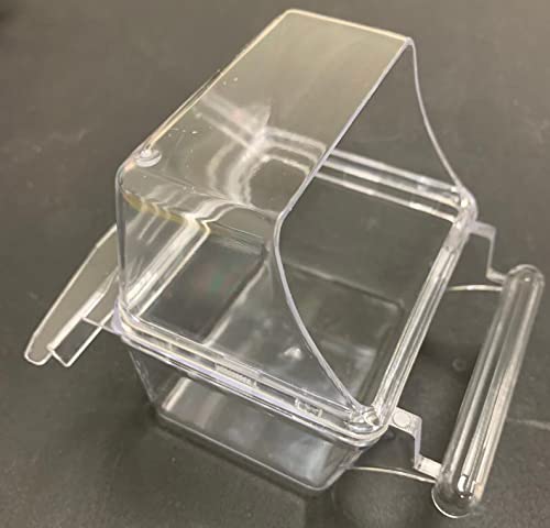 Mcage bird cup accessories in clear design for tidy feeding.