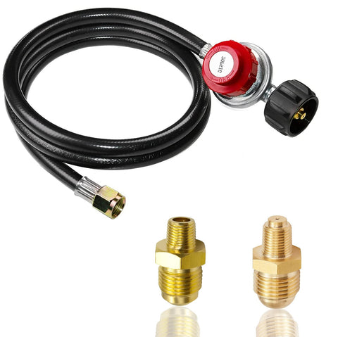 MCAMPAS 0-20 psi regulator with 4 ft hose for smooth propane flow.