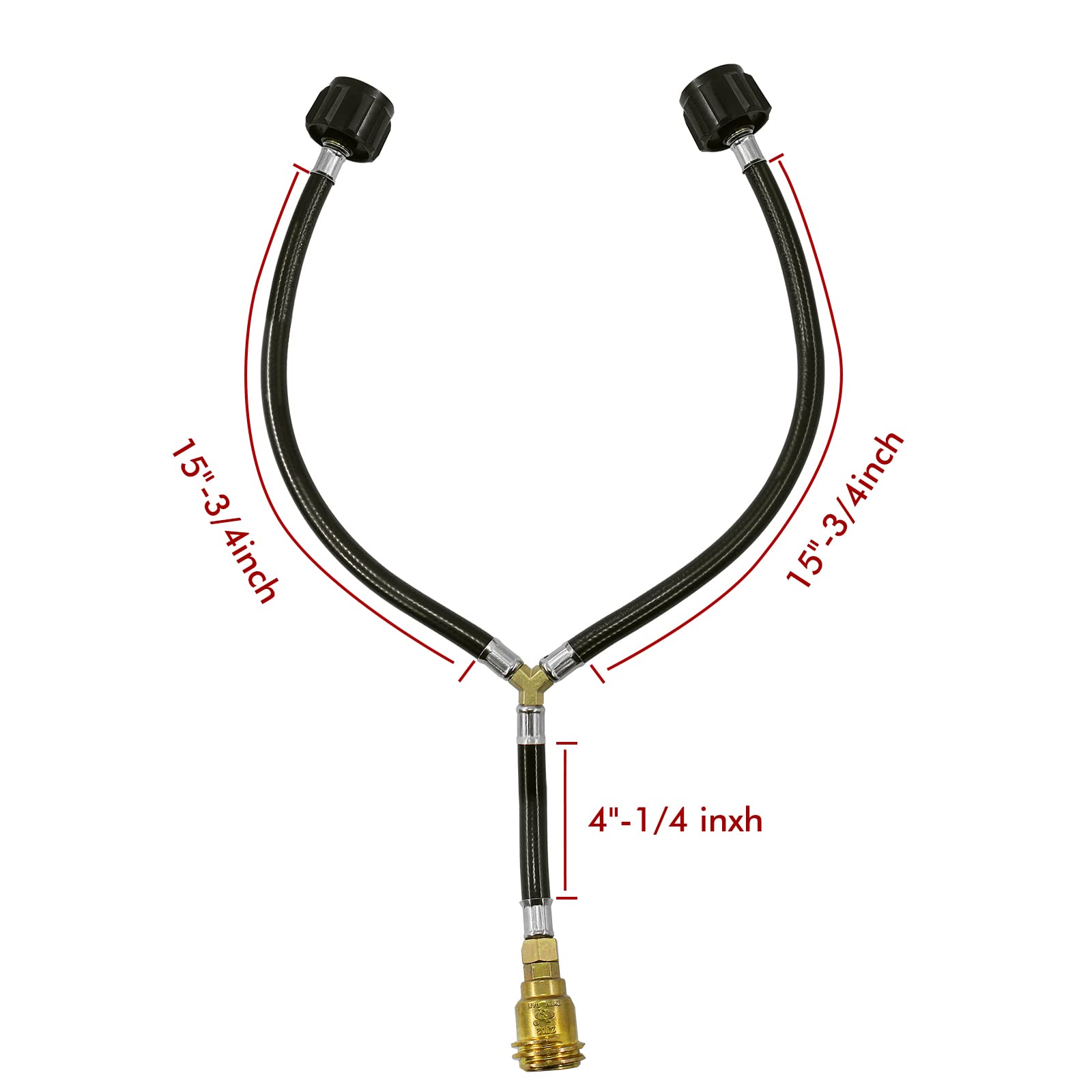 MCAMPAS dual-tank connection kit showing simple two-tank setup for extended grilling sessions