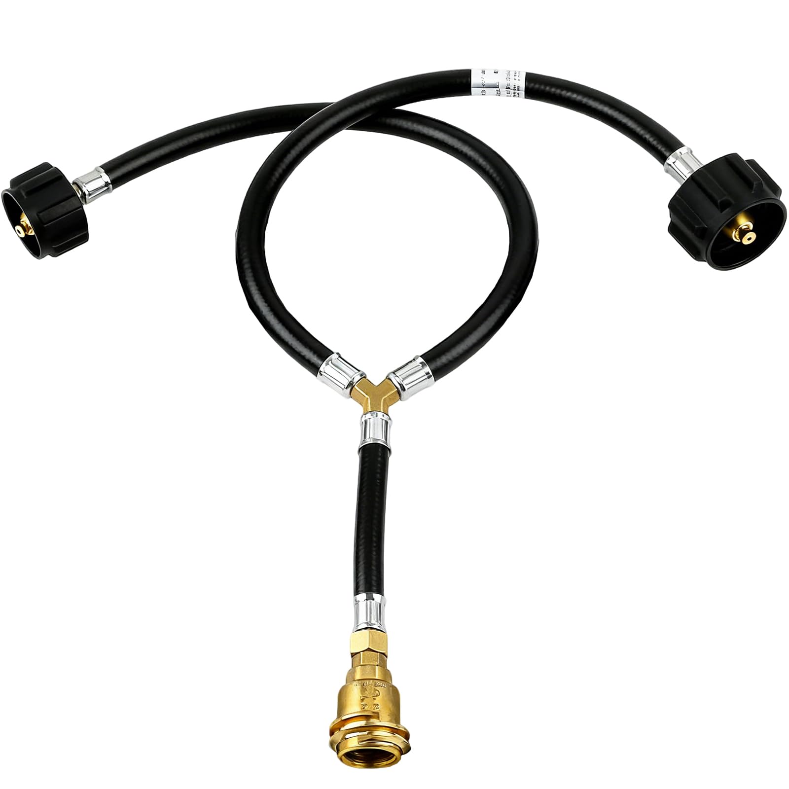 MCAMPAS propane Y splitter hose adapter for dual-tank setup enabling uninterrupted outdoor cooking