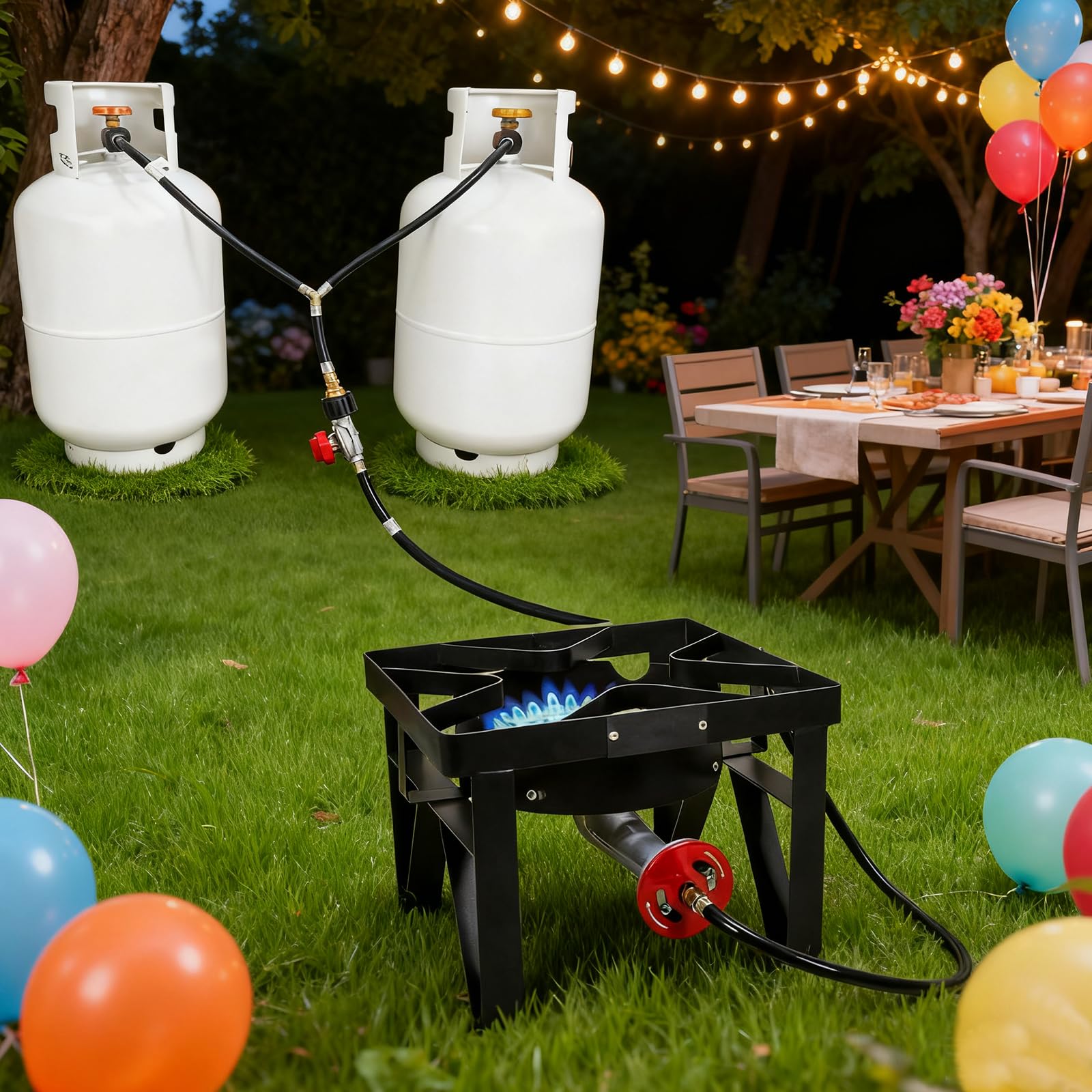 MCAMPAS qcc1-to-pol branch adapter enabling flexible propane hose connections