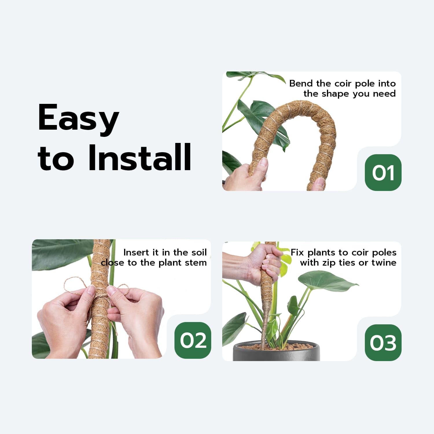 Mcbazel plastic strap bundle helps fasten the pole to the pot.