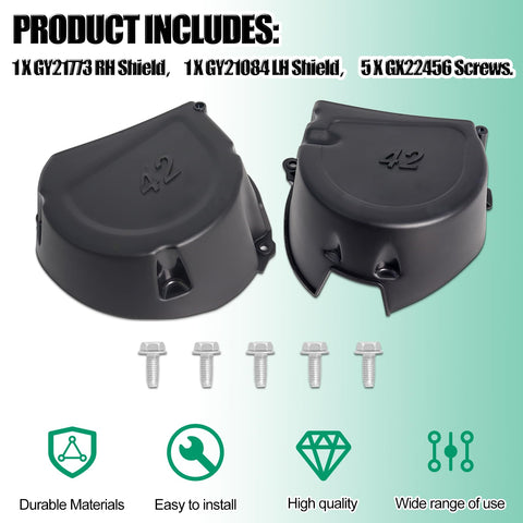 MCCKLE assembled shield on Deere mower showcases protective coverage during operation.