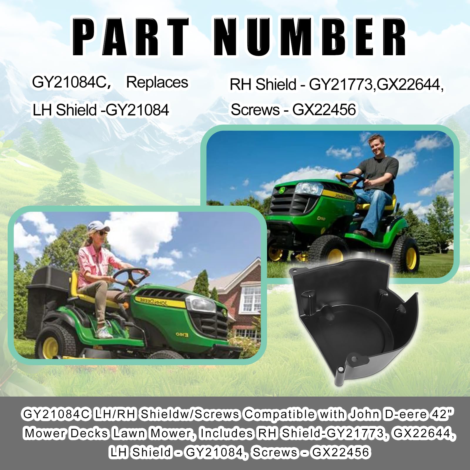 MCCKLE Deere-compatible shield install on mower demonstrates easy integration.