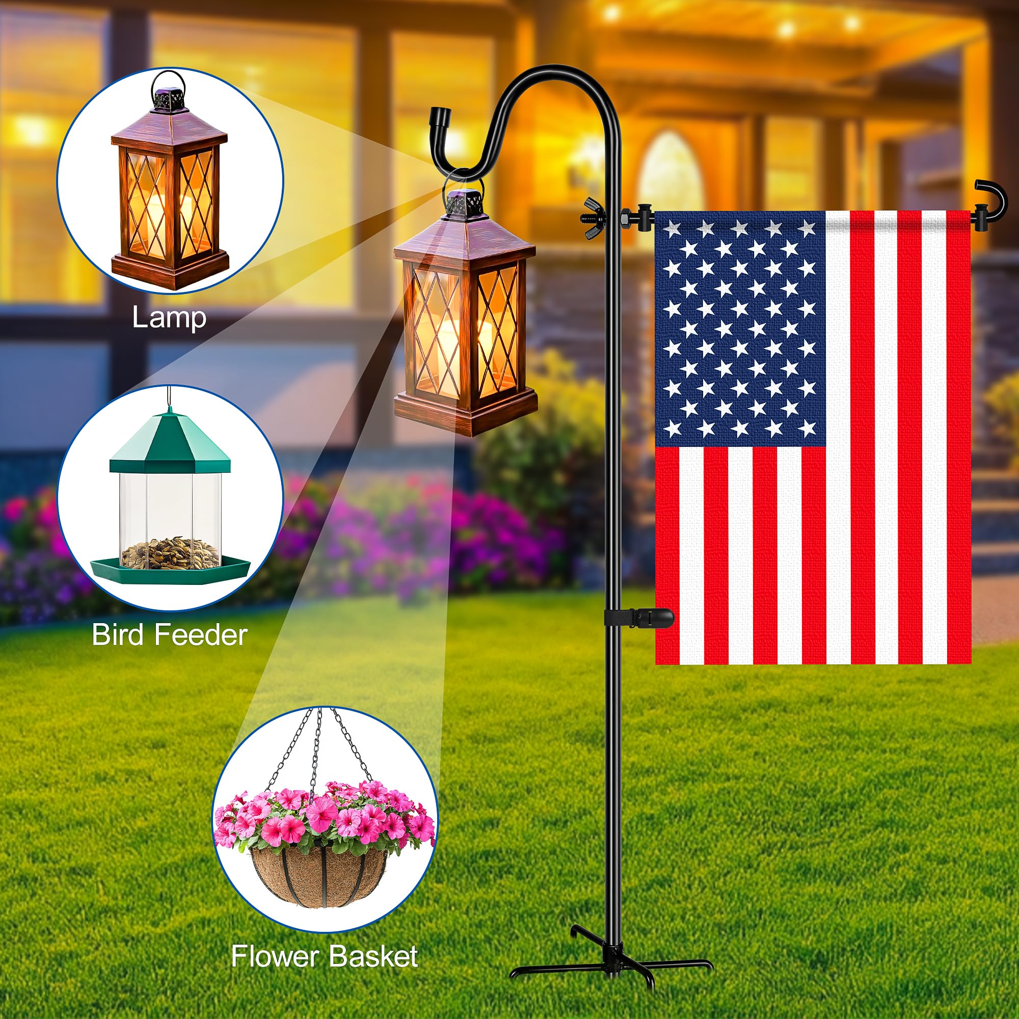 MCFULL flag pole base with five prongs offers stable support for all-weather flags.