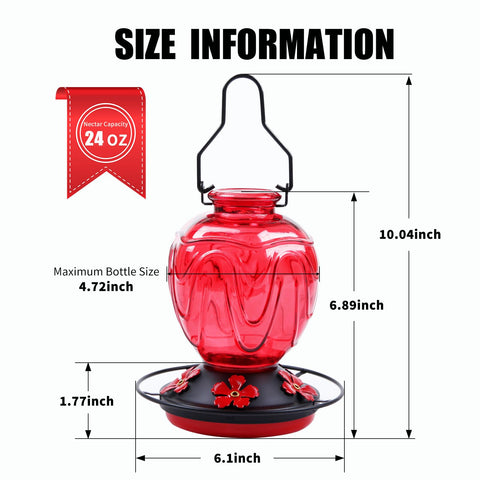MCHBF red nectar feeder with perch supports birds while feeding
