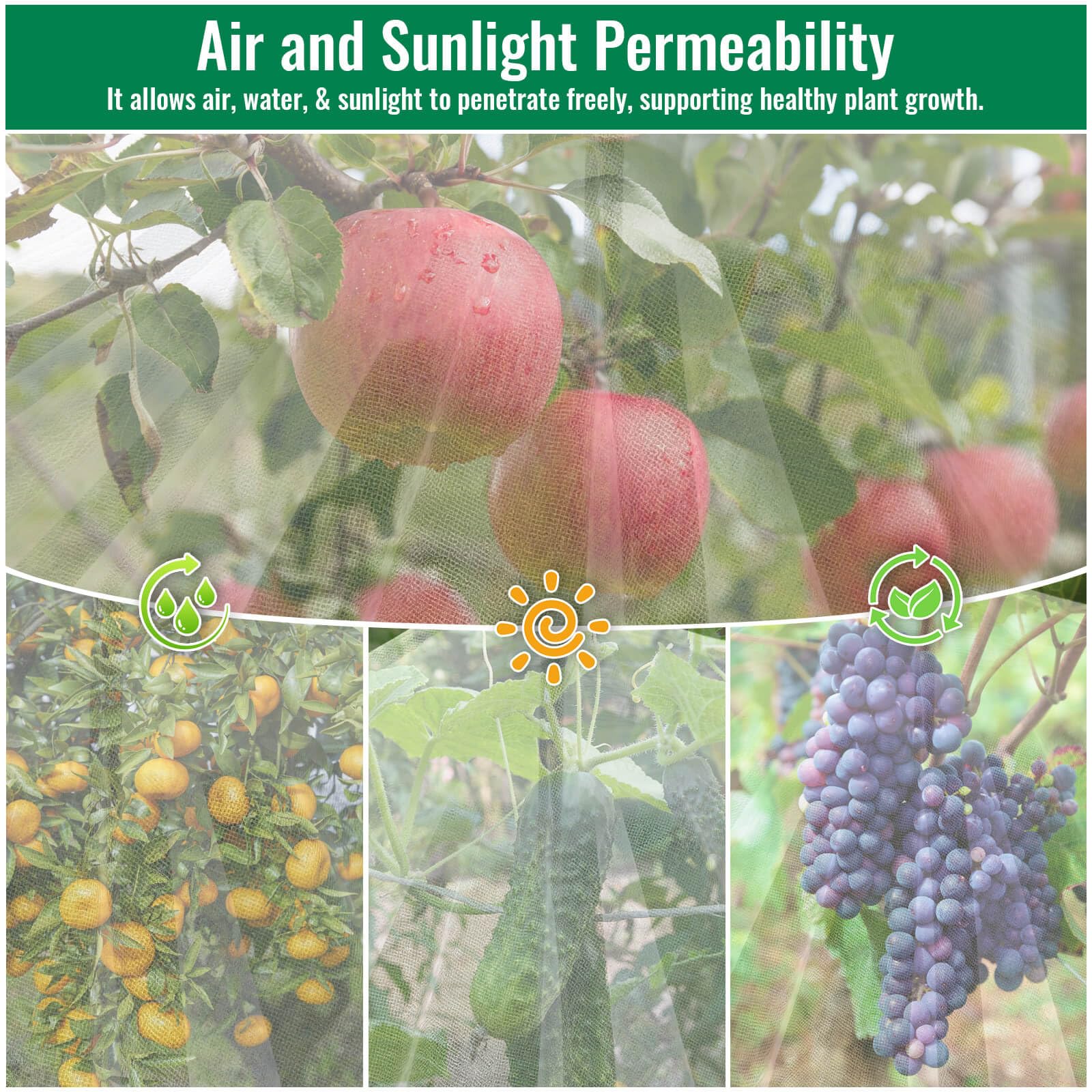 Mckanti universal size netting fits many trees including peaches and apples.
