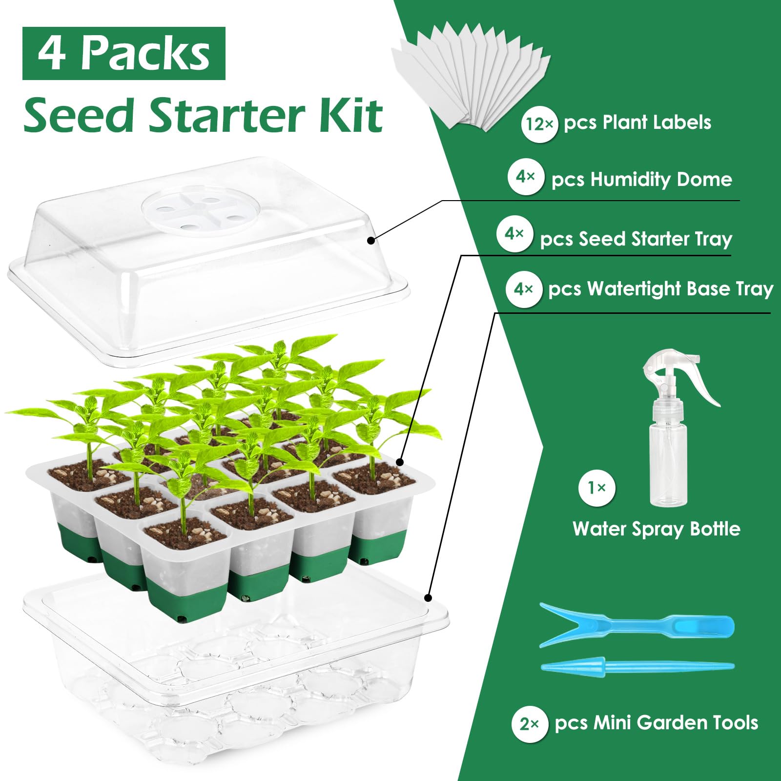 McKanti seed starter dome vent shows adjustable humidity for healthy growth.