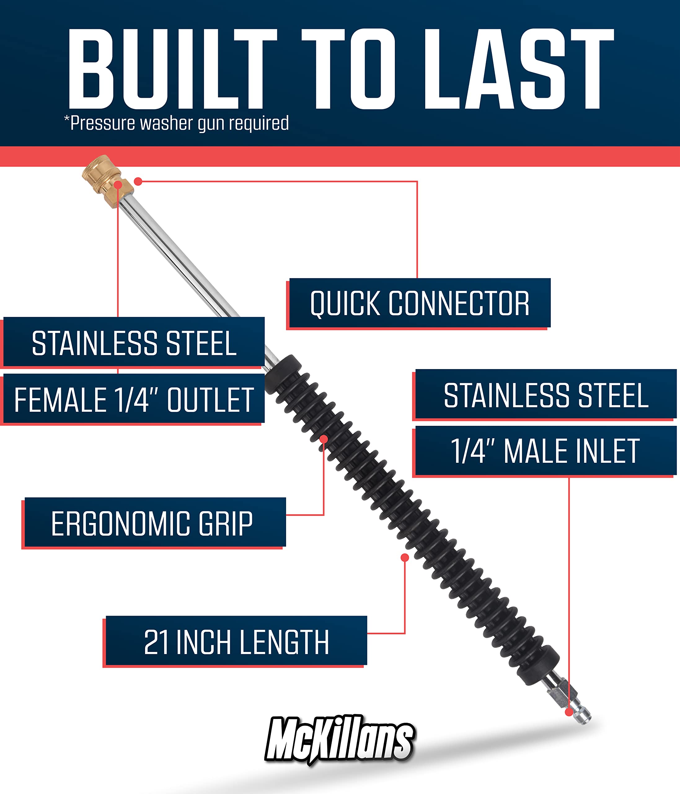 McKillans 21-inch extension wand provides reach for roofs and tough angles