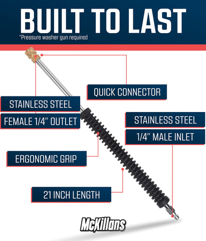 McKillans 21-inch extension wand provides reach for roofs and tough angles